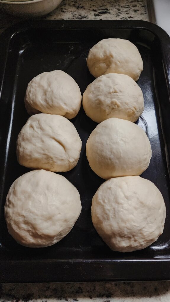 Naan dough balls after second proofing