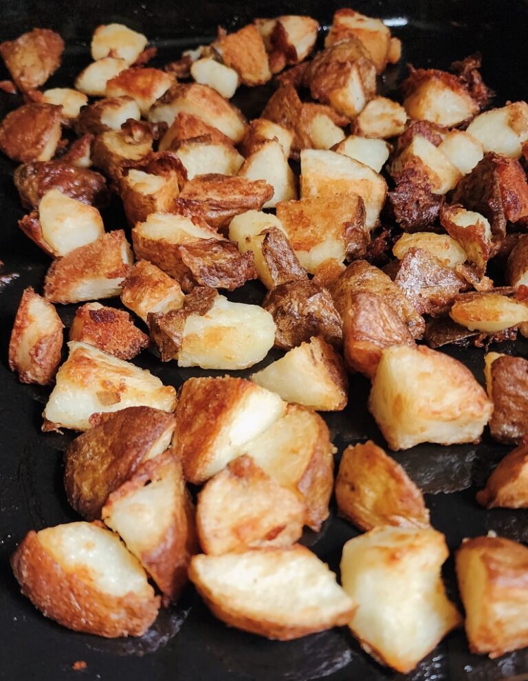 Crispy Oven Roasted Potatoes fresh out of the oven.