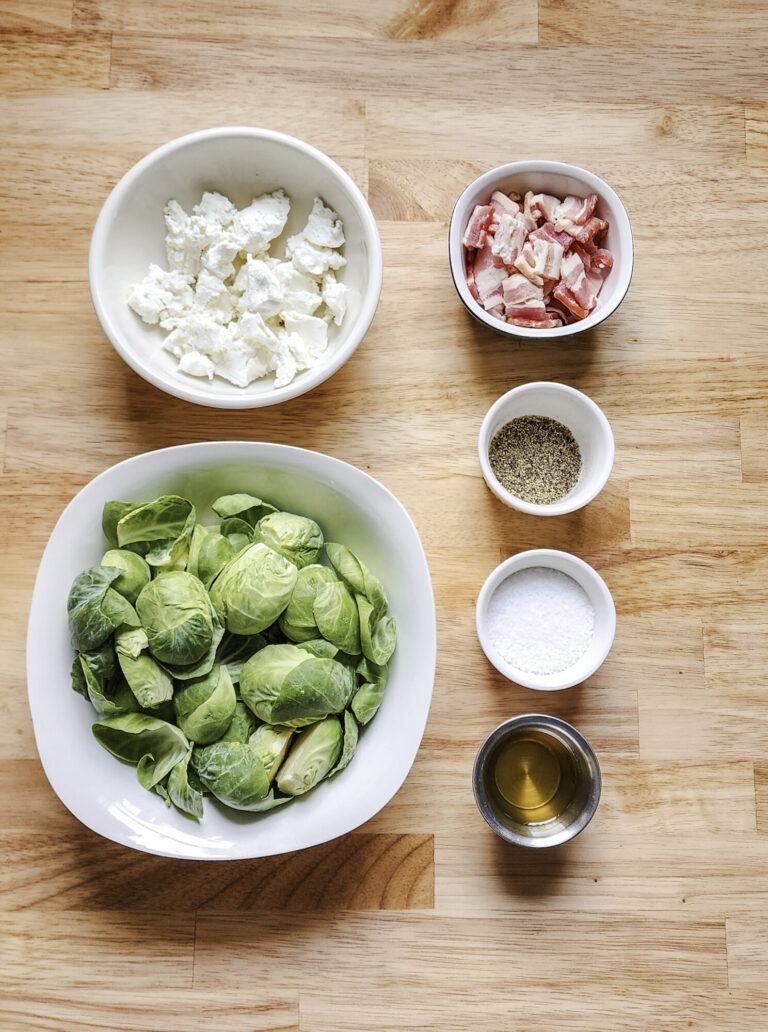 Bacon, and goat cheese Brussels sprout ingredients