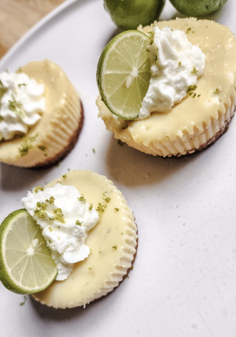 Freshly topped mini key lime pies