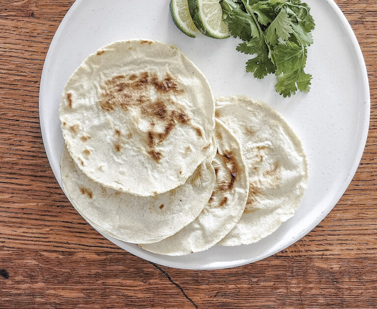 Warm corn tortillas