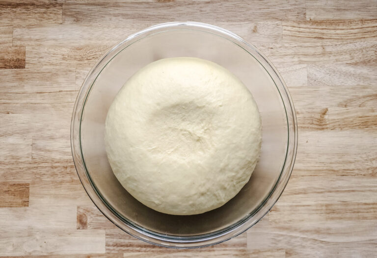 Brioche bun dough after first rise