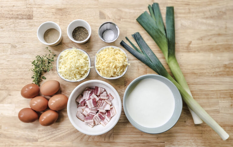 Bacon and Leek Quiche Ingredients