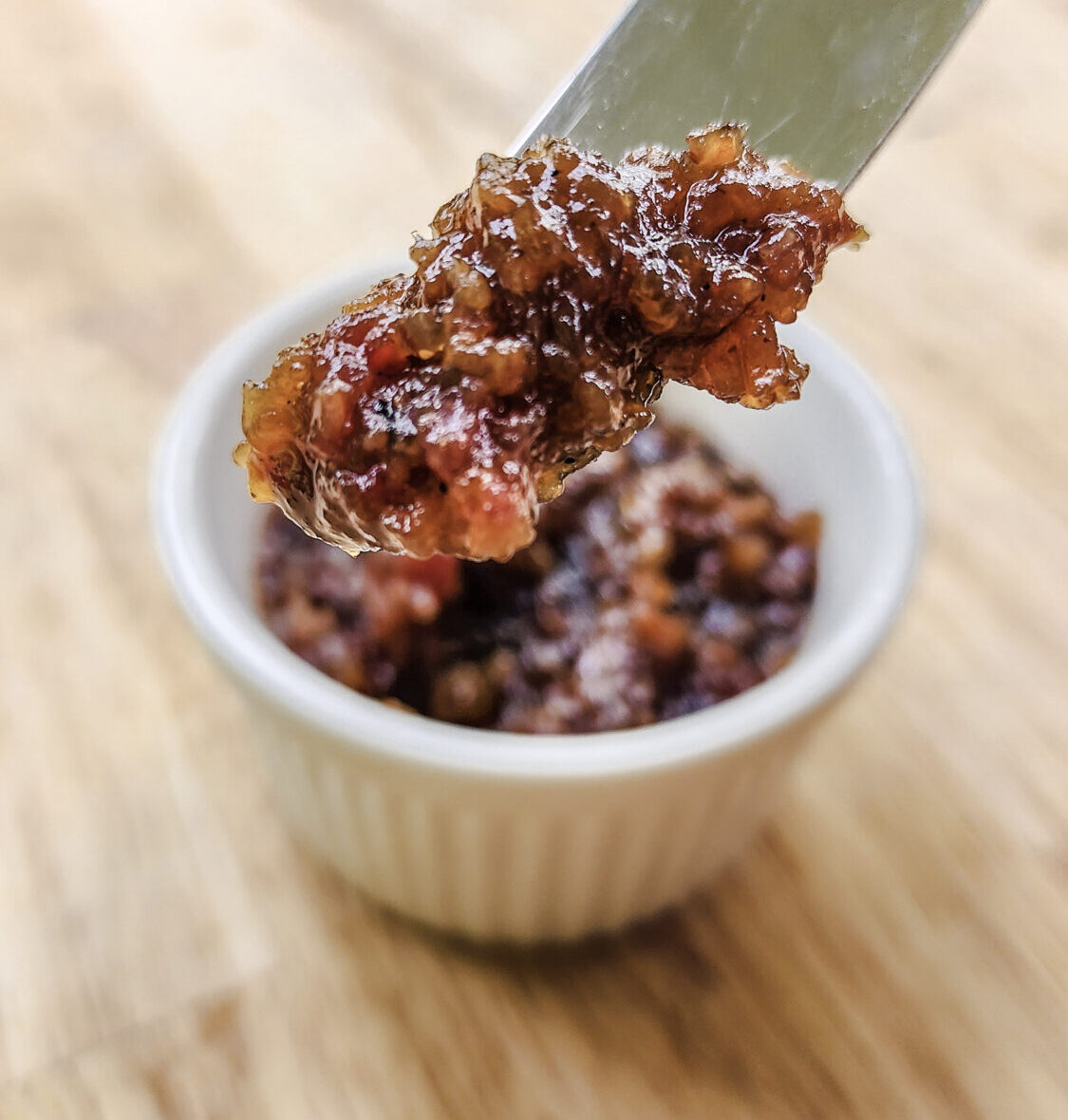 Finely Minced Bacon Jam for a charcuterie spread