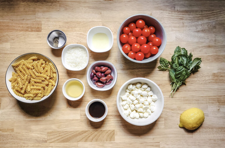 Caprese Pasta Salad with Olives Ingredients