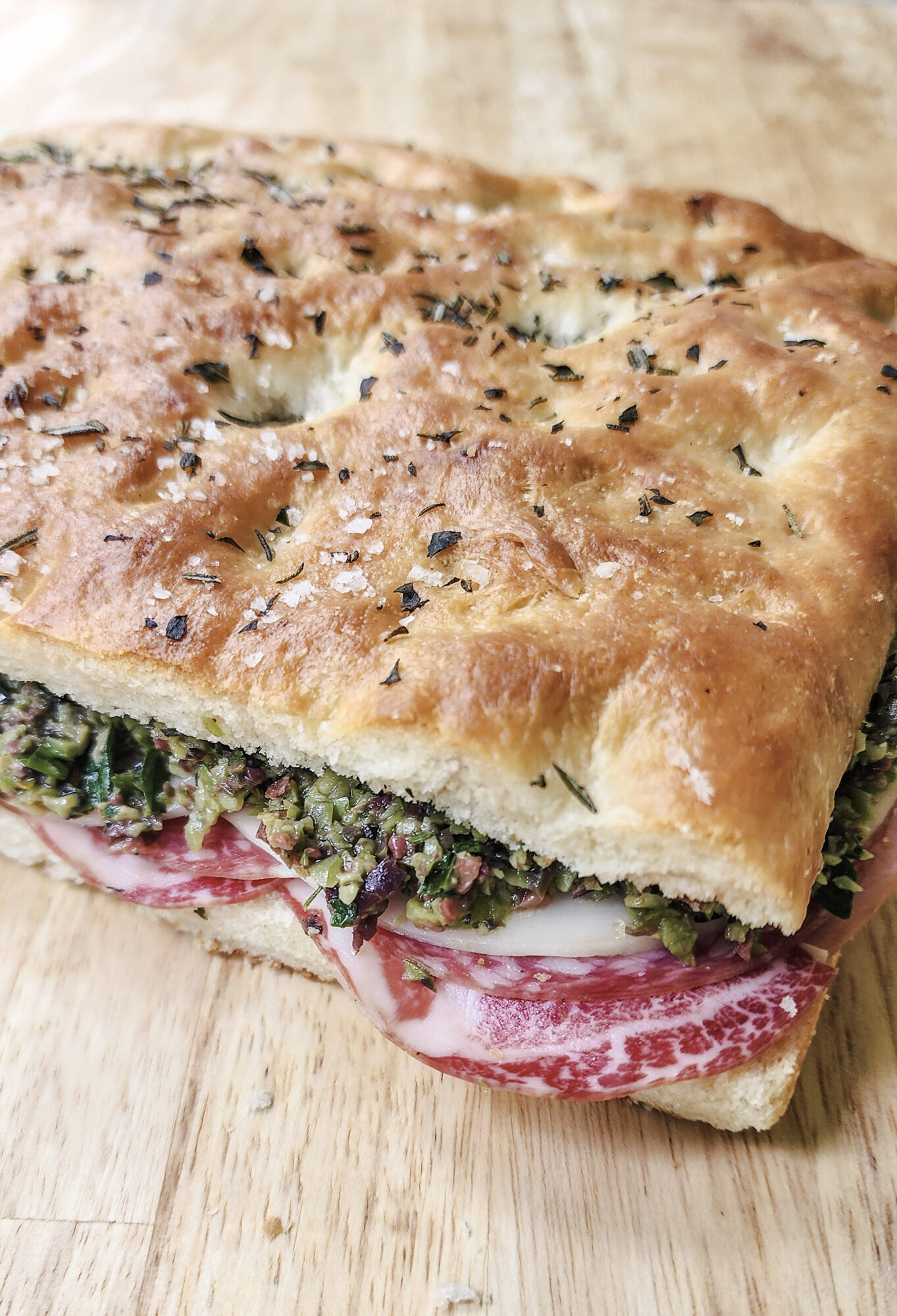 Focaccia Muffuletta assembled