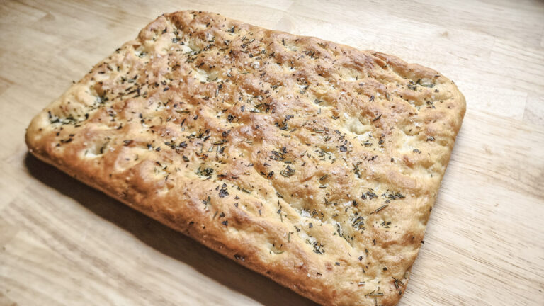 Fresh Herbed Focaccia out of the oven.