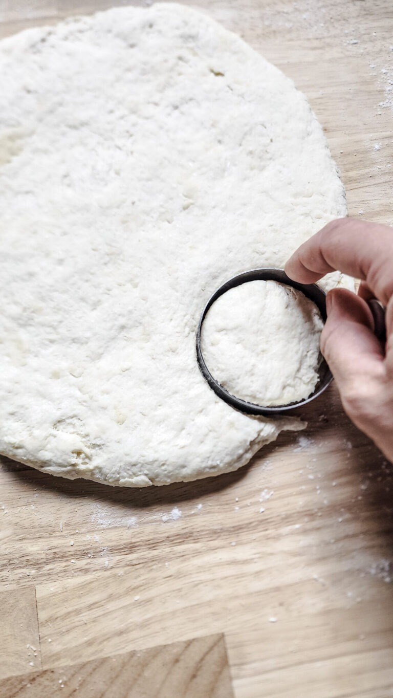 Cutting buttermilk biscuits