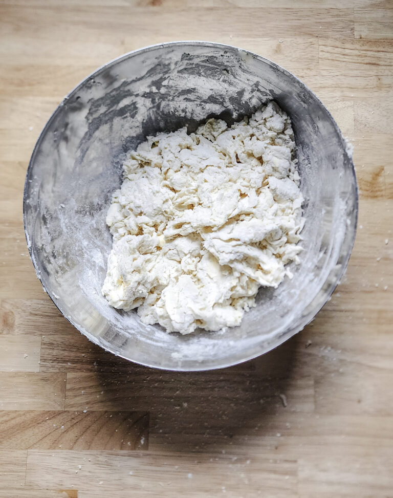 Shaggy dough for buttermilk biscuits