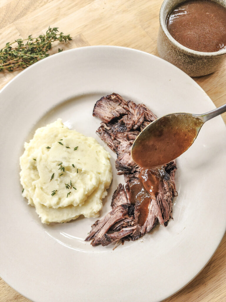 Red Wine Braised Pot Roast with Gravy