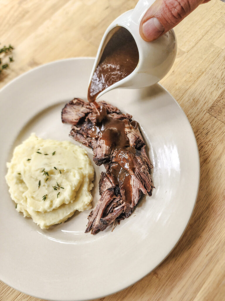 Red Wine Braised Pot Roast with Gravy