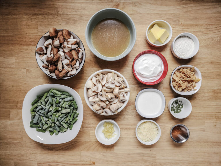 Green Bean Casserole with Mixed Mushroom Gravy Ingredients