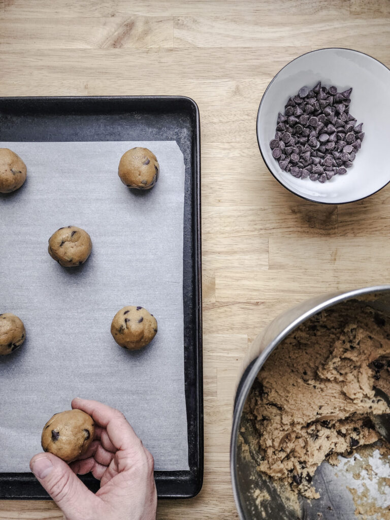 Portioning out Chocolate Chip Cookies