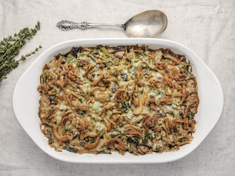 Green Bean Casserole with Mixed Mushroom Gravy