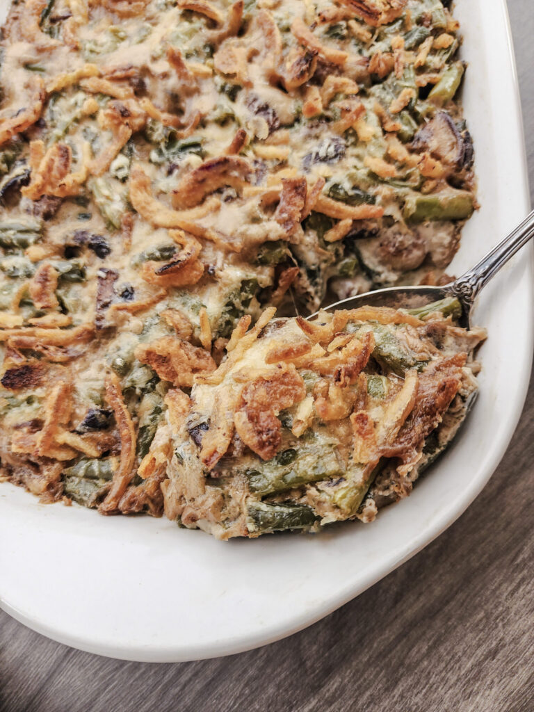 Green Bean Casserole with Mixed Mushroom Gravy