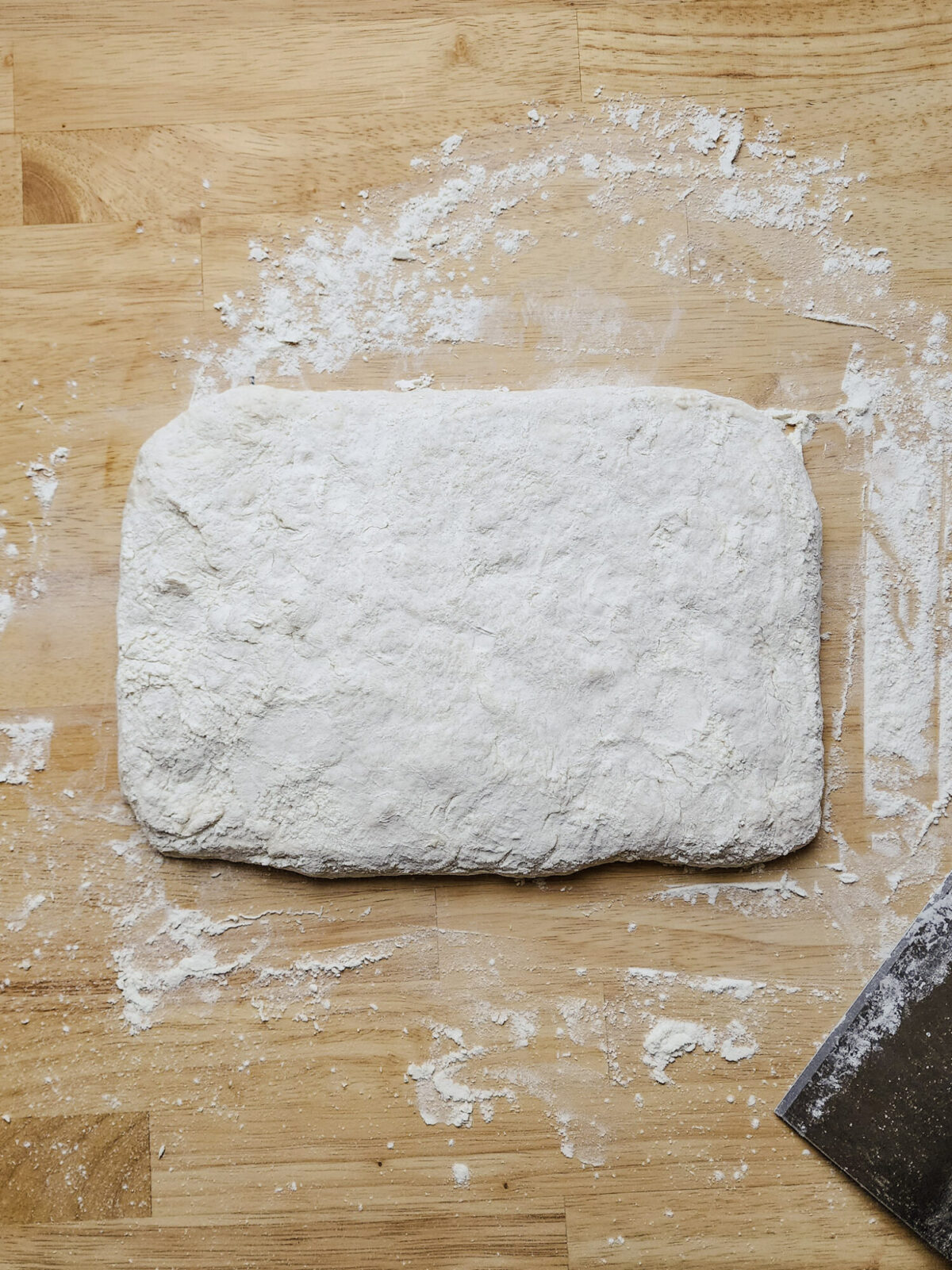 Roll the ciabatta dough into a rectangle