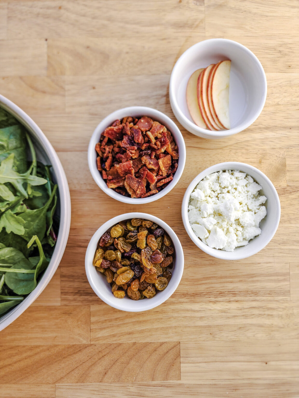 Hot Bacon Salad and Toppings Ingredients