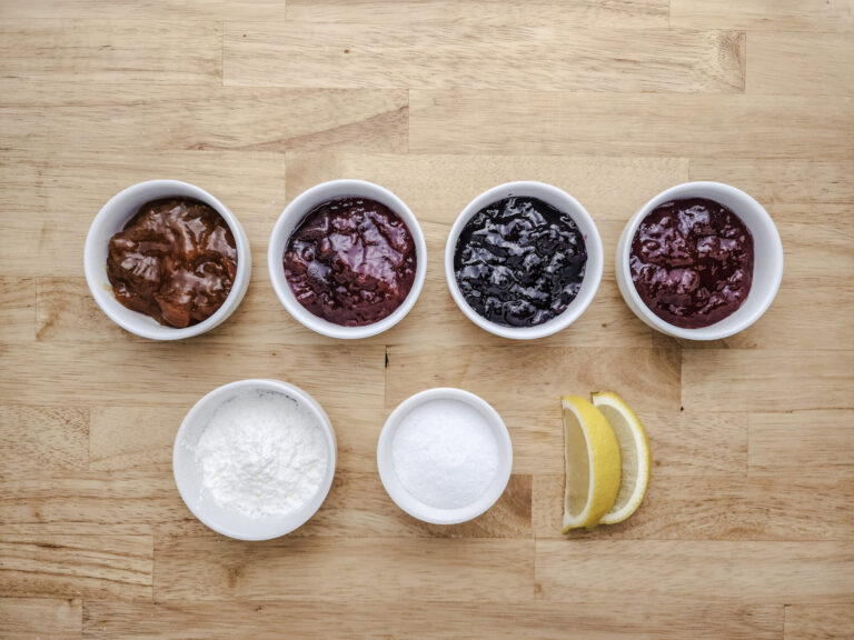 Kolaczki Cookie Filling Ingredients with various jam flavors