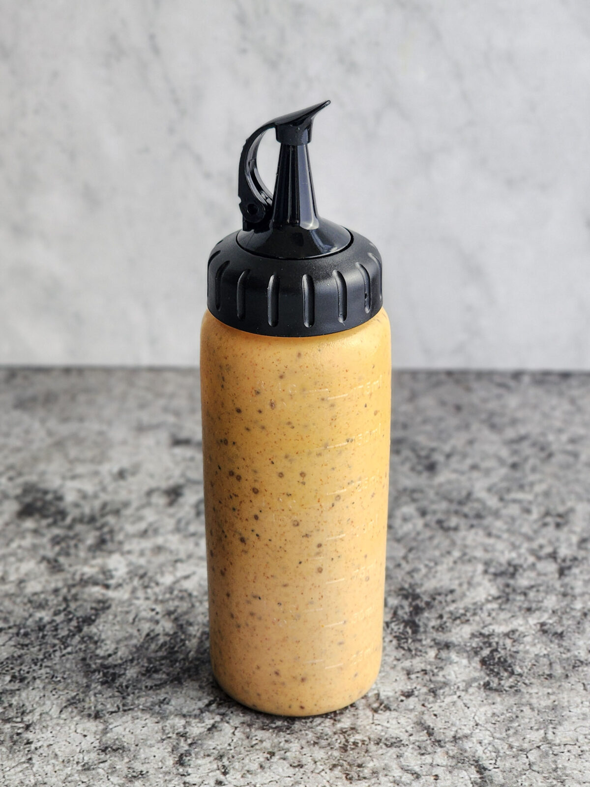 Creamy Stone Ground Mustard Sauce in a squeeze bottle