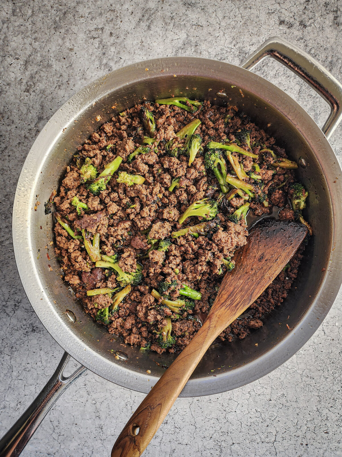 Korean Ground Beef and Broccoli ready to be plated