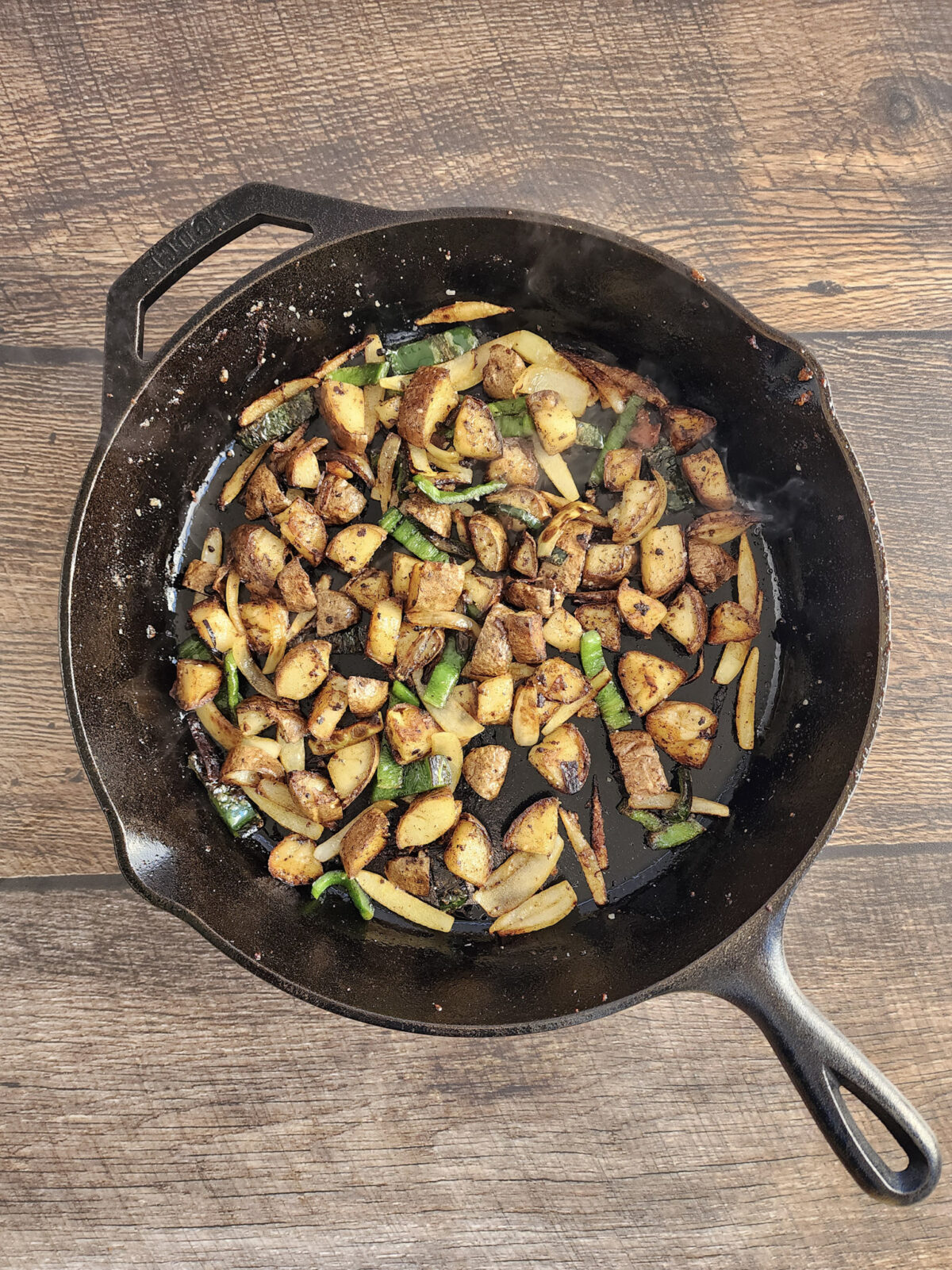 Fried Potatoes with Onions and Poblano Peppers