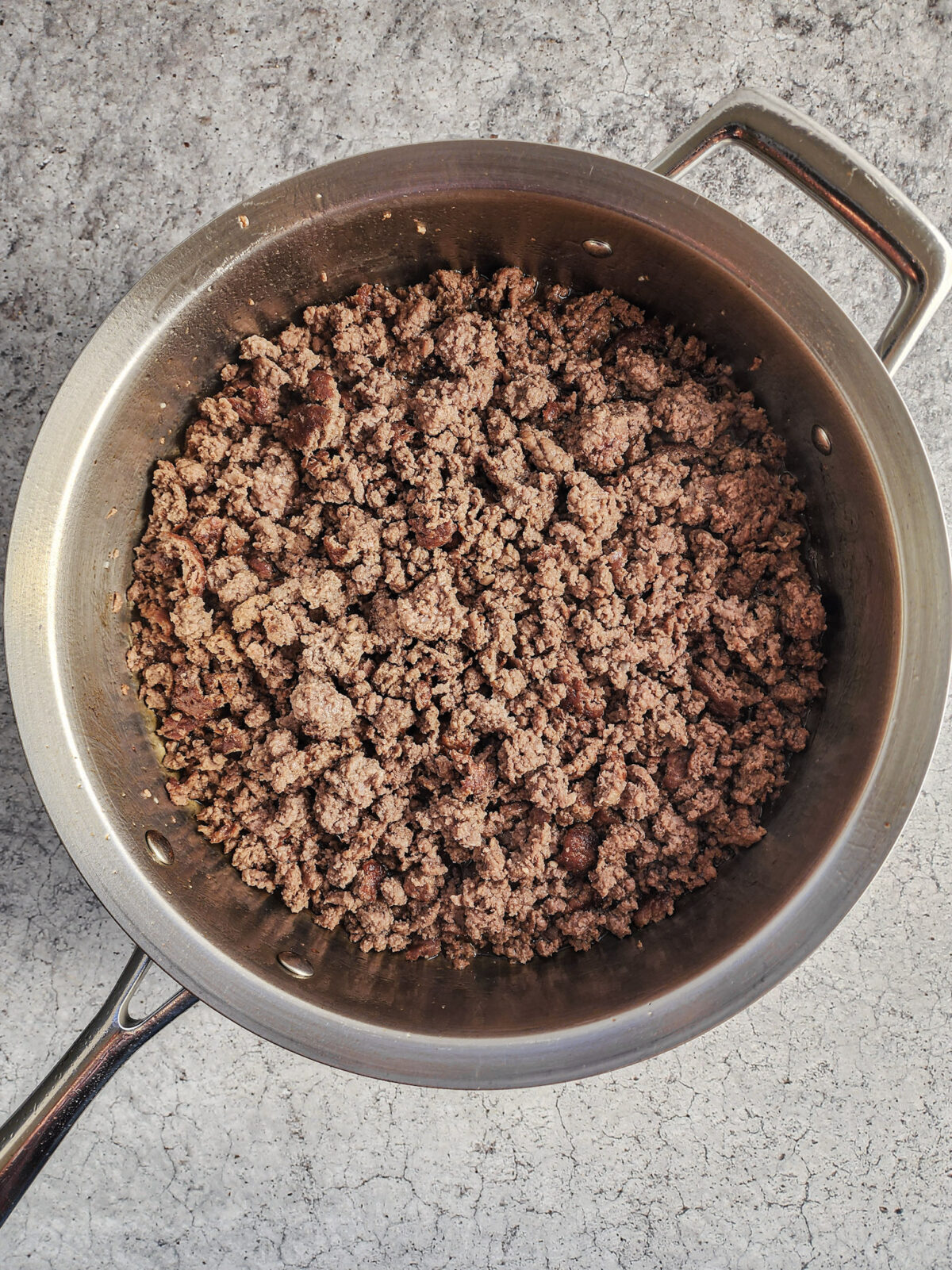 Searing ground beef for Korean Beef and Broccoli Bowls