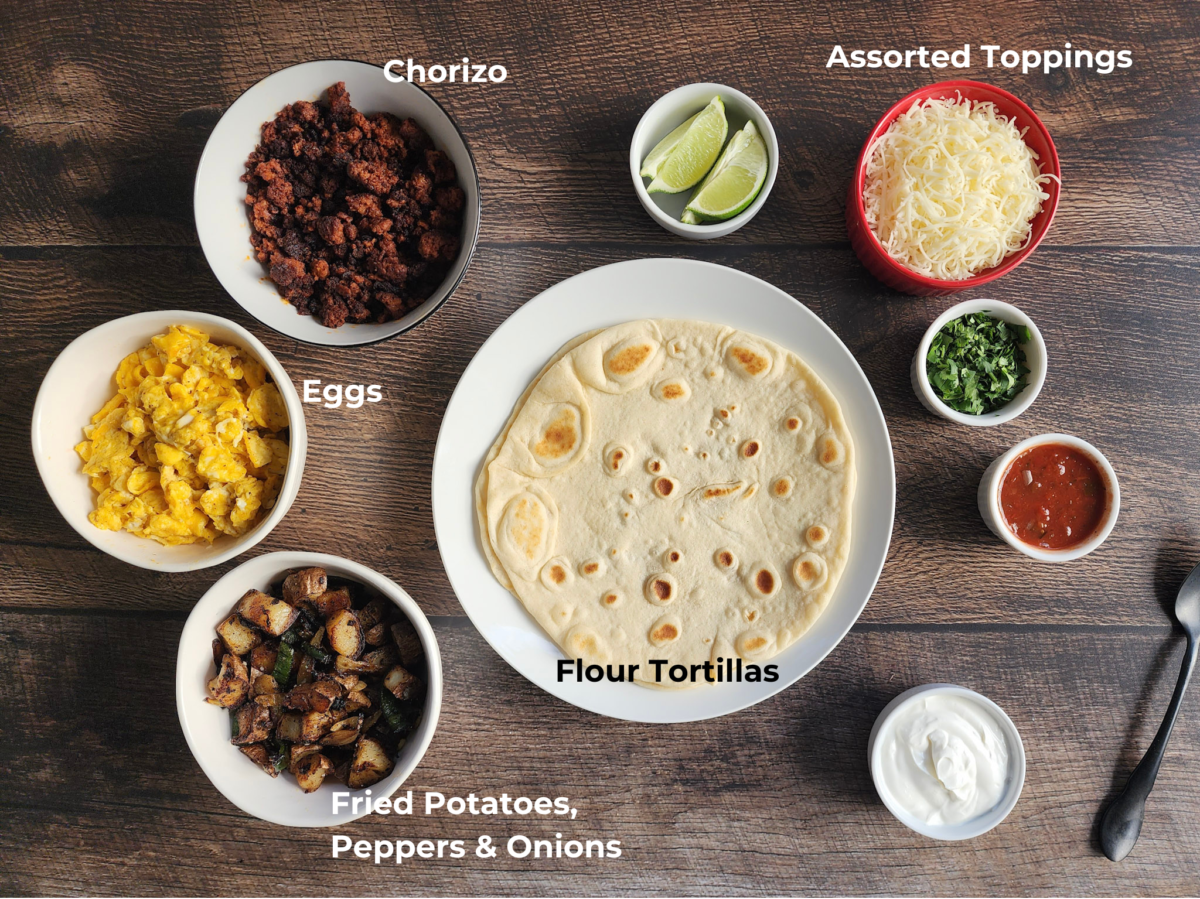 Easy Chorizo Breakfast Burrito Components