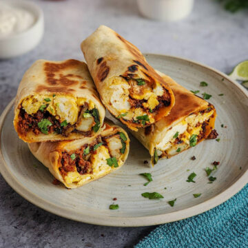 Easy chorizo breakfast burritos