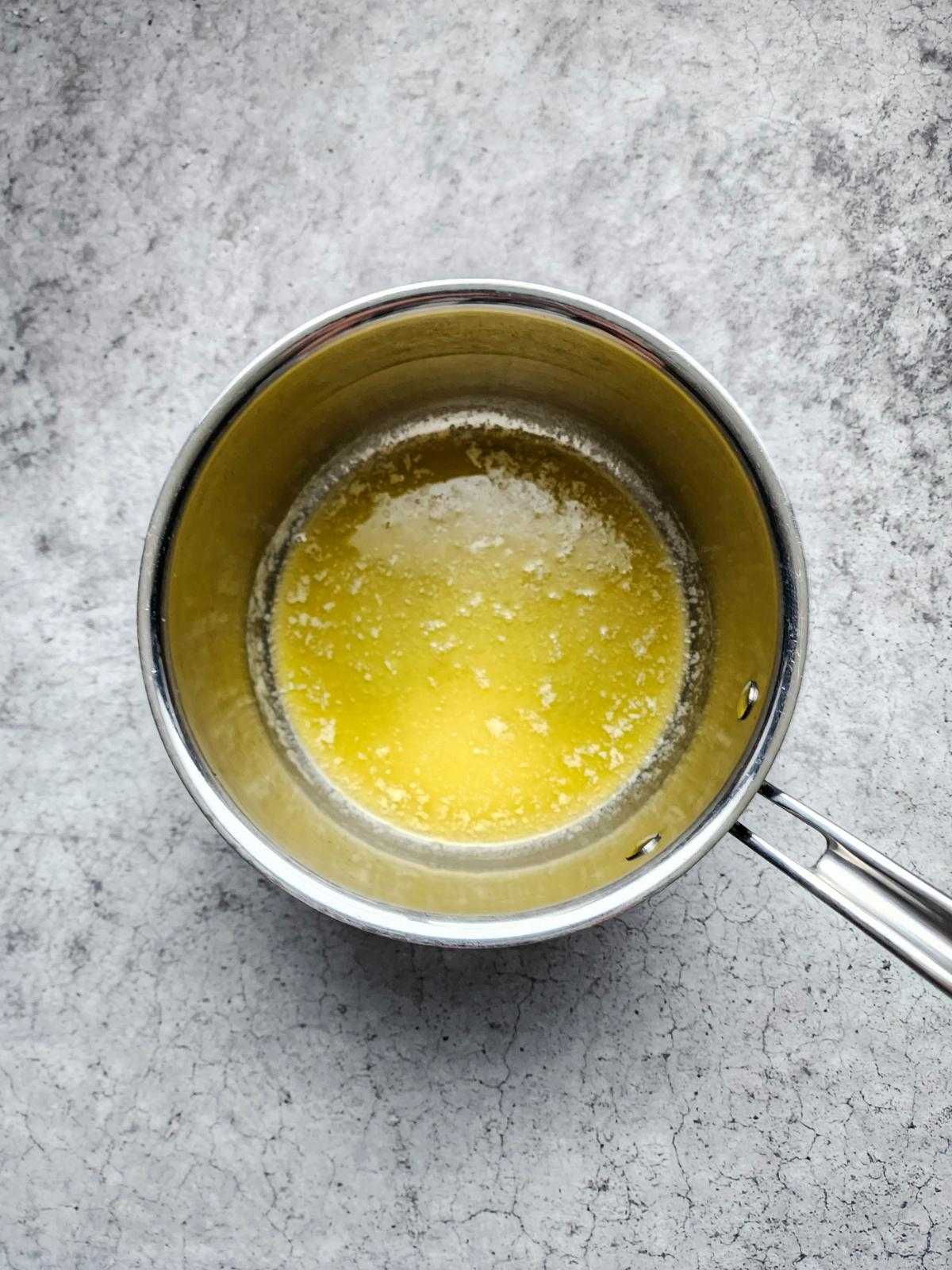 Melting butter for butter chicken hot wing sauce