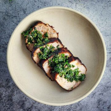 Coffee Rubbed Pork Tenderloin with Chimichurri Sauce