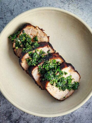 Coffee Rubbed Pork Tenderloin with Chimichurri Sauce