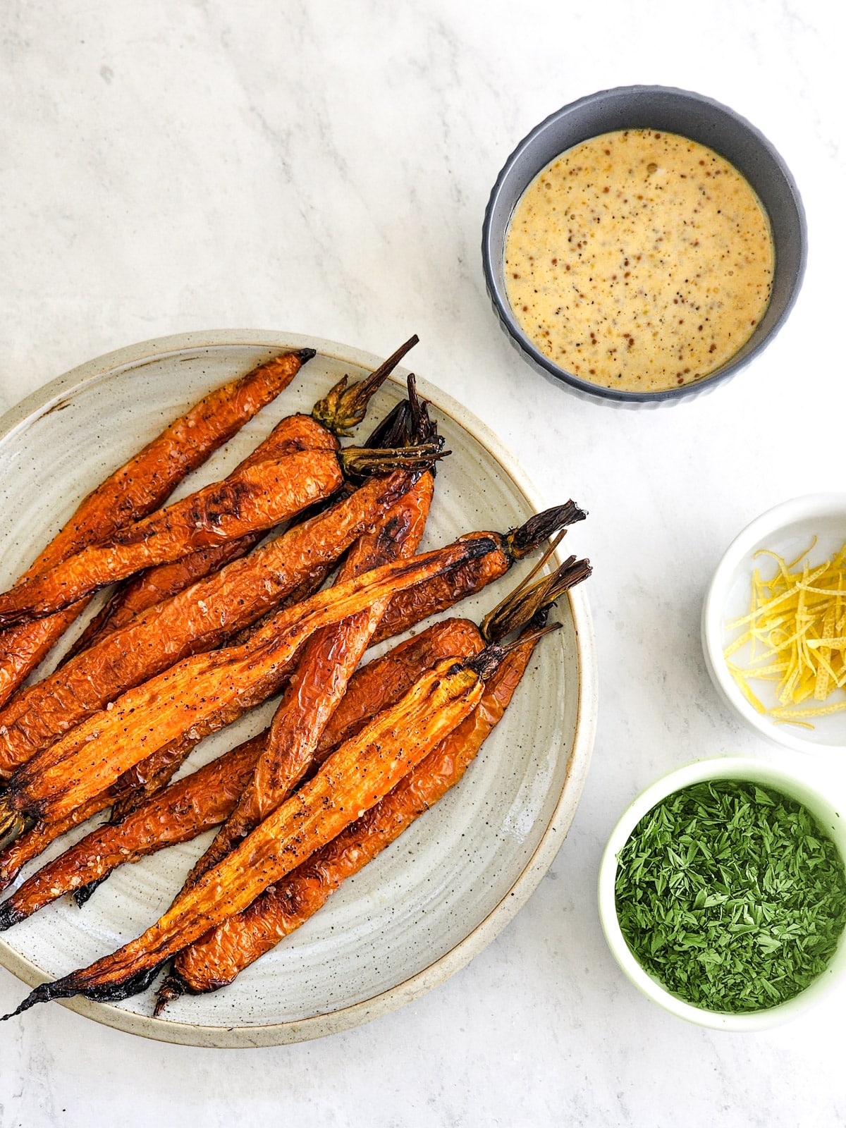 Roasted Carrots with Mustard Sauce