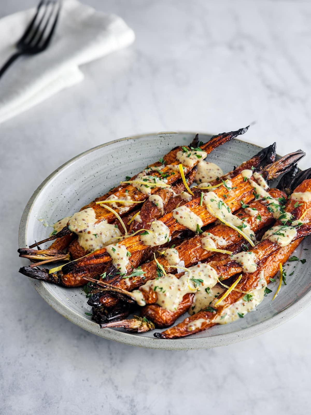 Roasted Carrots with Mustard Sauce