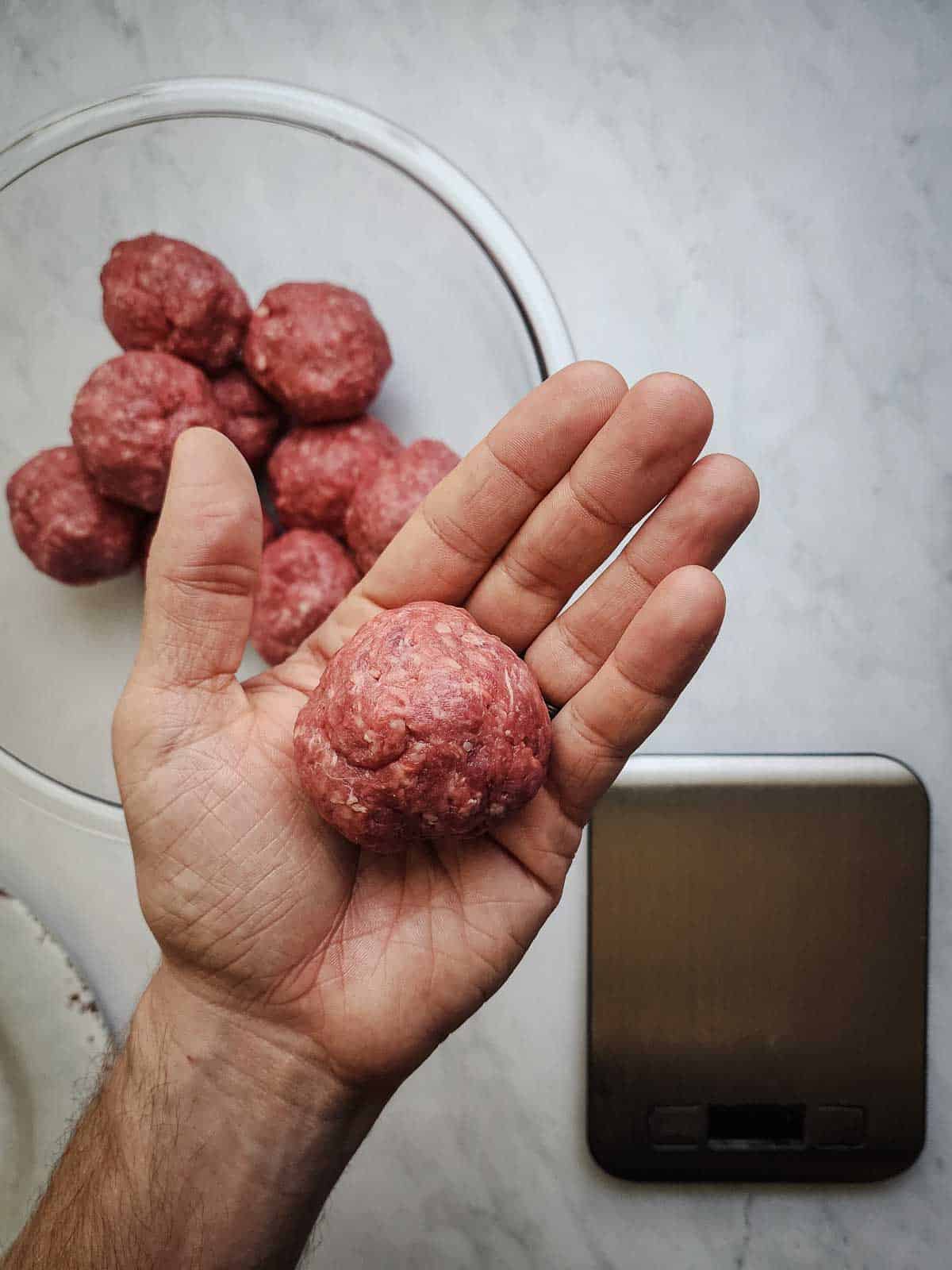 Double Double Animal Style Smash Burger Step 1:  Portion the meat into 2.5 ounce balls.