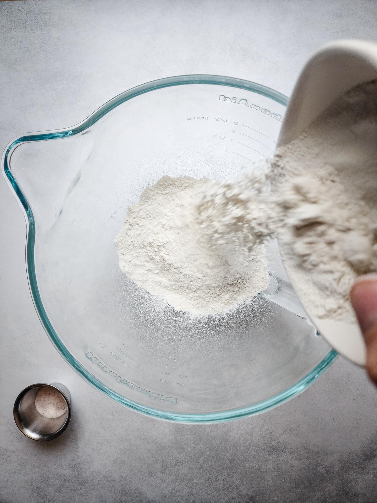 Ultimate Homemade Hamburger Buns Step 2: Combine the bread flour and fine sea salt in the bowl of a stand mixer.